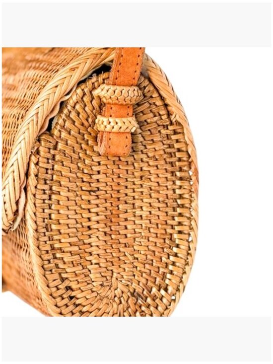 Handwoven Rattan Shoulder Bag Satchel Woven Straw Purse - Picture 2 of 6